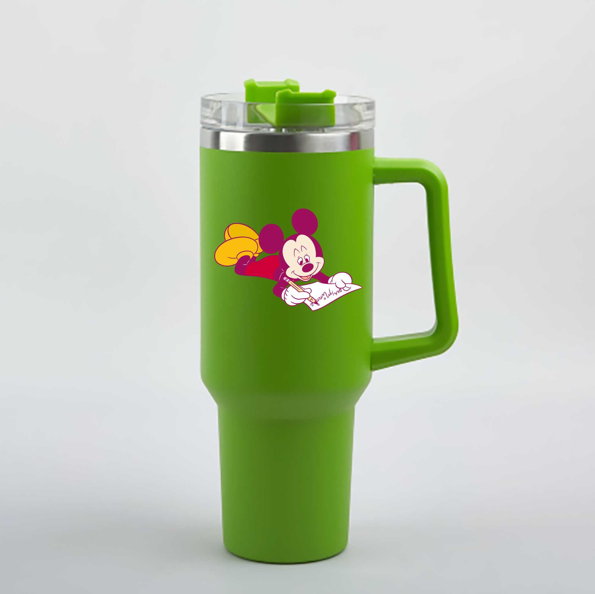 （画像用） ミッキーマウス Mickey Mouse 1200mL車用タンブラー - クリスタルステッカー（プラスチックストロー付き）